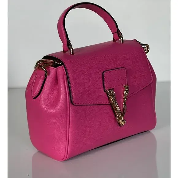Versace Virtus Grainy Calf Small Pink Top Handle Bag 1015556 IT NWT $2100 - Picture 2 of 16